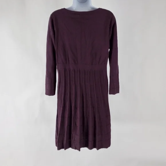 Calvin Klein Deep Plum Sweater Dress with Bell Sleeves. - Picture 2 of 9